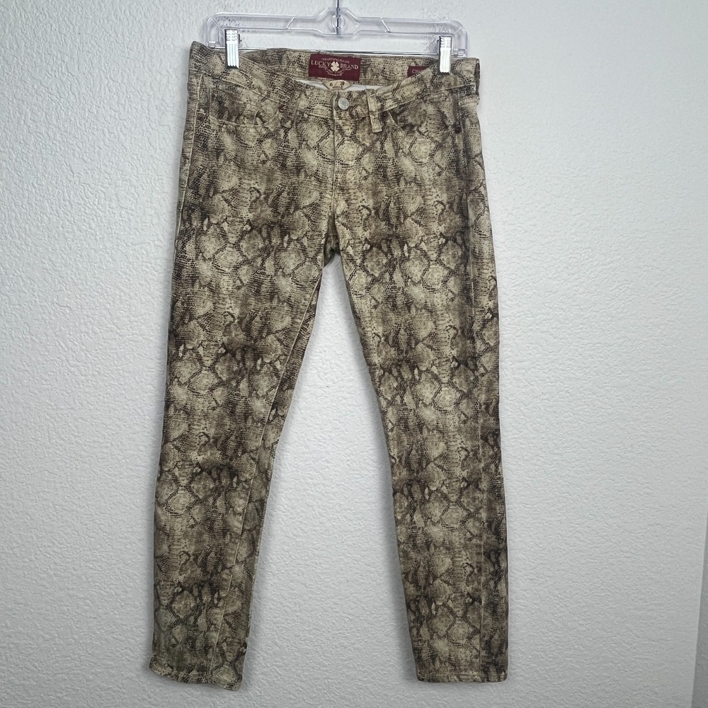 Lucky Brand Charlie Skinny Jeans Womens 6/28 Multi Snake Print Cotton Stretch‎
